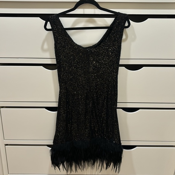 Sequin minidress with feather hemline - Picture 6 of 6